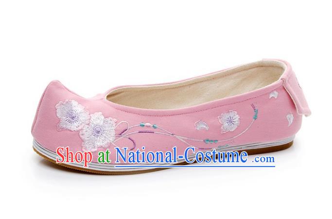 Asian Chinese Wedding Shoes Pink Princess Shoes, Traditional China Handmade Hanfu Shoes Embroidered Shoes