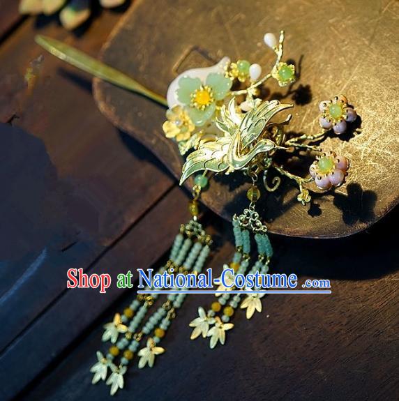 Chinese Handmade Classical Hairpins Tassel Golden Step Shake Hair Accessories Ancient Bride Headwear for Women