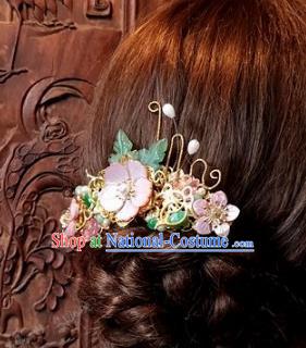 Chinese Handmade Classical Hair Accessories Ancient Pink Flowers Hairpins for Women