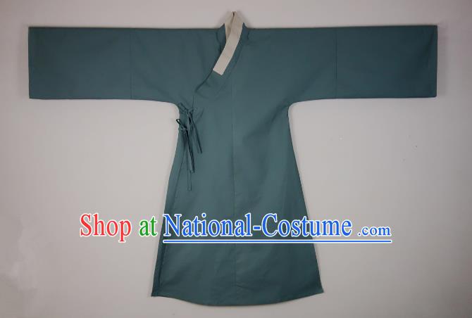 Ancient China Ming Dynasty Swordsman Costumes Blue Priest Frock for Men