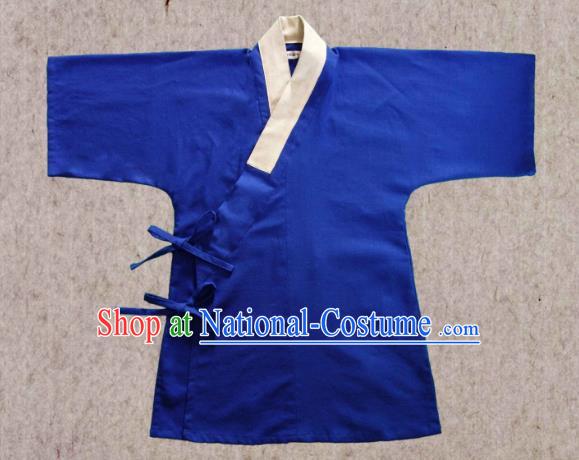 Ancient China Ming Dynasty Swordsman Costumes Hanfu Blue Shirts for Men