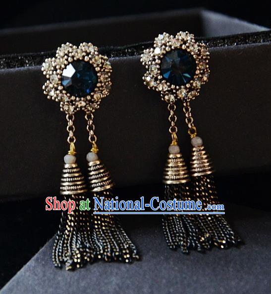 European Western Bride Vintage Jewelry Accessories Crystal Eardrop Renaissance Tassel Earrings for Women