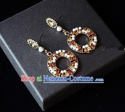 European Western Bride Vintage Jewelry Accessories Eardrop Renaissance Crystal Earrings for Women