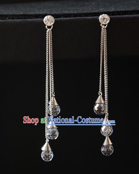 European Western Bride Vintage Accessories Eardrop Renaissance Crystal Tassel Earrings for Women