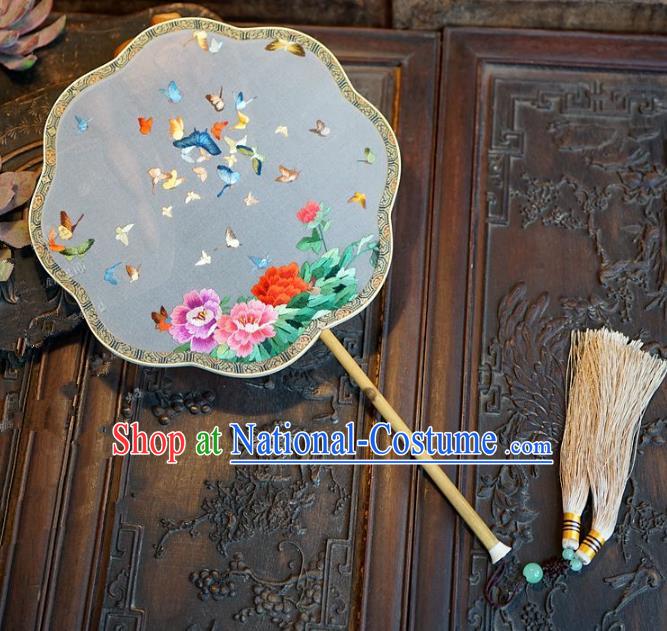 Chinese Handmade Classical Suzhou Embroidery Fans Ancient Palace Round Fans for Women