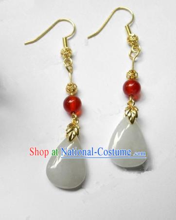 Asian Chinese Traditional Handmade Jewelry Accessories Jadeite Earrings for Women