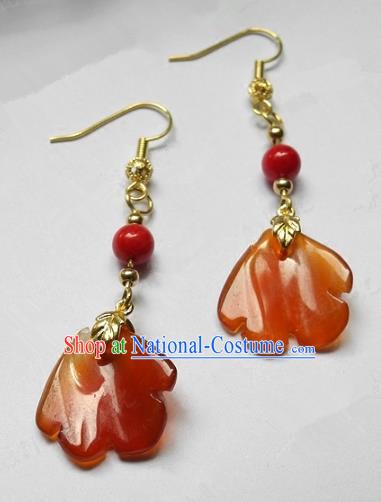 Asian Chinese Traditional Handmade Jewelry Accessories Agate Earrings for Women