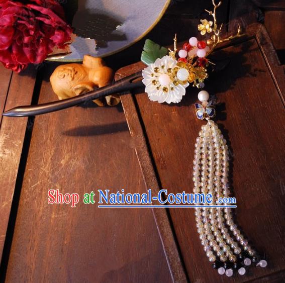 Chinese Handmade Classical Beads Tassel Hairpins Ancient Hanfu Headdress Hair Accessories Hair Stick for Women