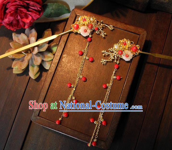 Chinese Handmade Classical Hairpins Ancient Hanfu Tassel Step Shake Hair Accessories for Women