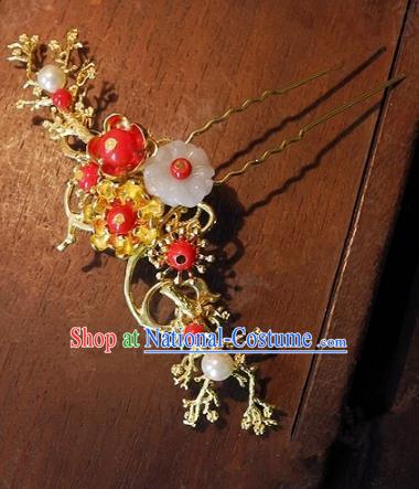 Chinese Handmade Classical Hairpins Ancient Hanfu Golden Hair Stick Hair Accessories for Women