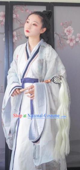 Traditional China Ancient Jin Dynasty Princess Embroidered Costumes Complete Set for Women