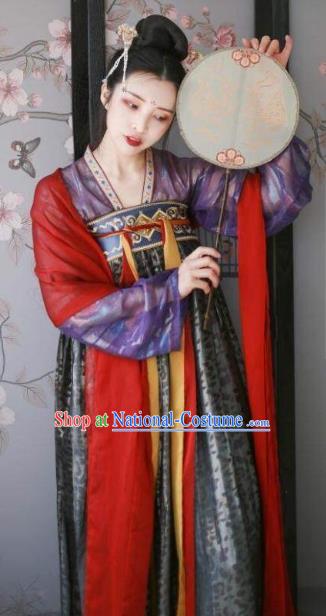 Traditional China Ancient Tang Dynasty Palace Princess Embroidered Costumes for Women