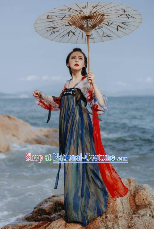 Traditional China Ancient Princess Costume Tang Dynasty Embroidered Dress for Women