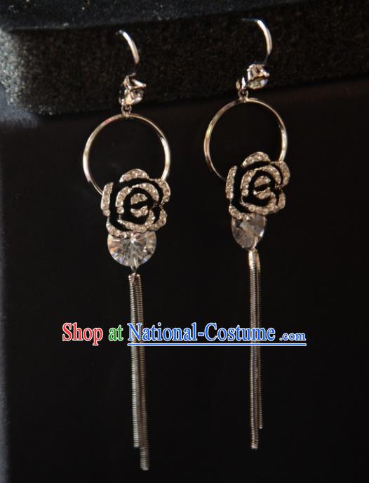 European Western Bride Vintage Accessories Eardrop Renaissance Crystal Rose Earrings for Women