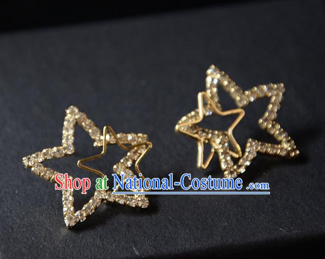 European Western Bride Vintage Accessories Eardrop Renaissance Golden Crystal Star Earrings for Women