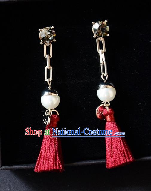 European Western Bride Vintage Accessories Red Tassel Eardrop Renaissance Earrings for Women