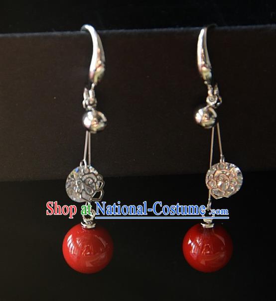 European Western Bride Vintage Accessories Red Pearl Eardrop Renaissance Earrings for Women