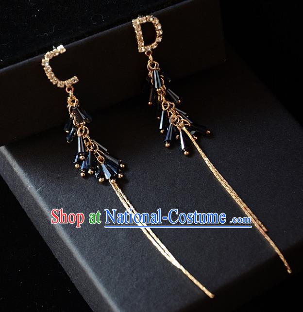 European Western Bride Vintage Accessories Blue Crystal Eardrop Renaissance Earrings for Women