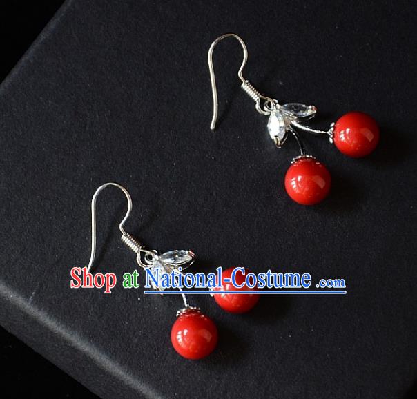 European Western Bride Vintage Accessories Red Cherry Eardrop Renaissance Earrings for Women