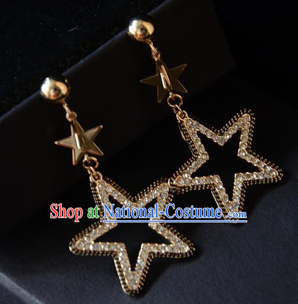 European Western Bride Vintage Accessories Crystal Star Eardrop Renaissance Earrings for Women