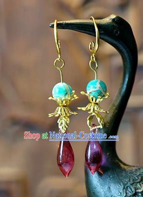 Asian Chinese Traditional Handmade Jewelry Accessories Eardrop Colored Glaze Earrings for Women