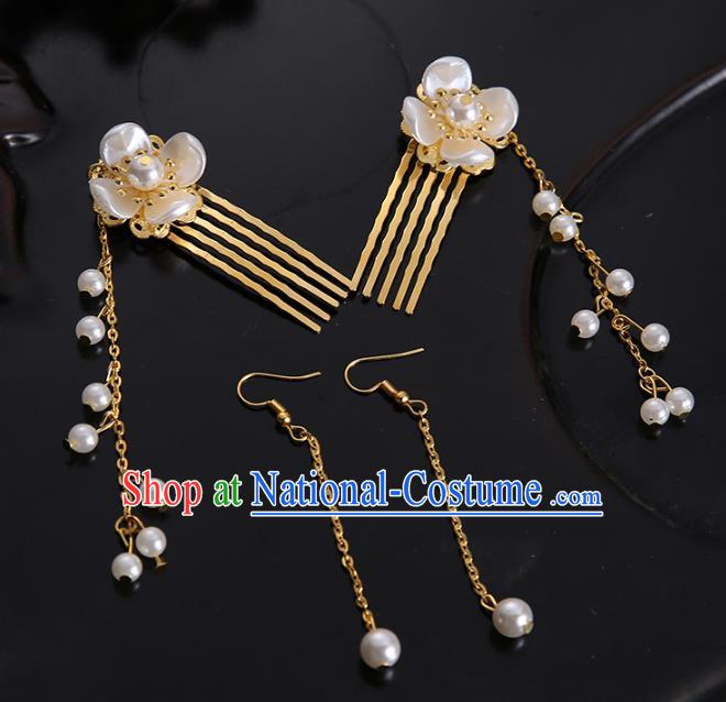 Handmade Chinese Ancient Hair Accessories Pearls Hair Combs Hairpins for Women