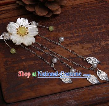 Traditional Handmade Chinese Ancient Classical Hair Accessories Shell Flowers Yellow Bead Hairpins for Women