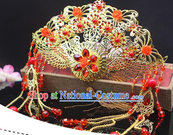 Handmade Chinese Ancient Palace Lady Hair Accessories Hanfu Hairpins Phoenix Coronet for Women