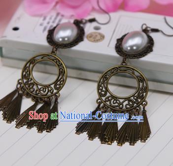 Handmade Chinese Ancient Palace Lady Accessories Hanfu Tassel Earrings for Women