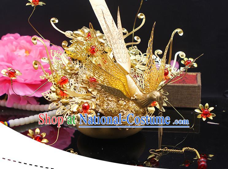 Handmade Chinese Ancient Palace Lady Hair Accessories Hanfu Phoenix Coronet for Women