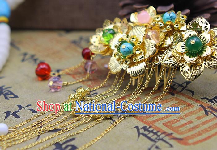 Handmade Chinese Ancient Palace Lady Hair Accessories Hanfu Hairpins Tassel Hair Comb for Women