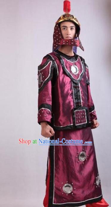 Traditional Ancient Chinese General Qing Dynasty Soldier Helmet and Armour Clothing for Men