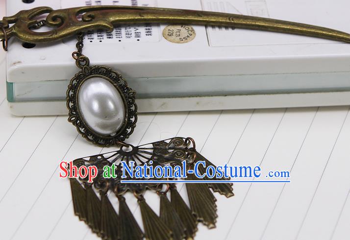 Handmade Chinese Ancient Palace Lady Hair Accessories Hanfu Pearls Tassel Hairpins for Women