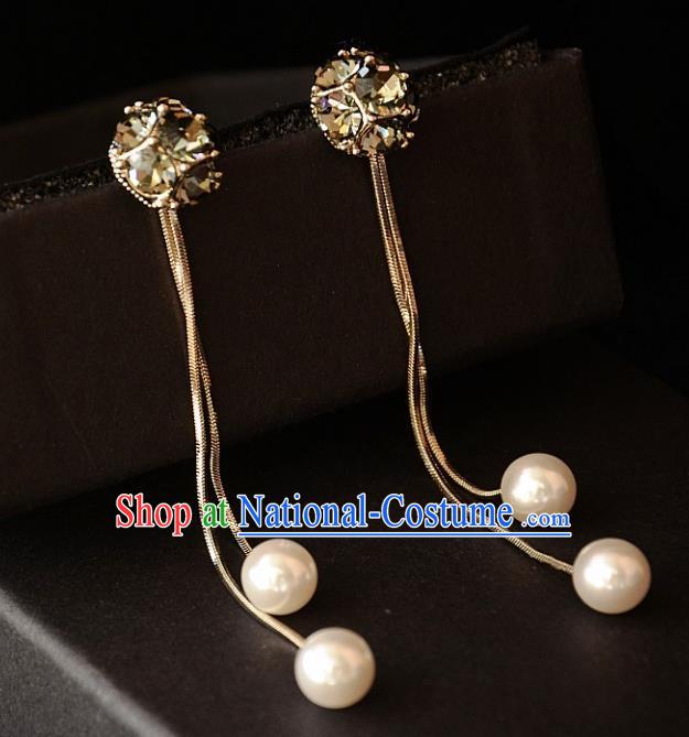 European Western Bride Vintage Crystal Pearl Eardrop Accessories Renaissance Earrings for Women