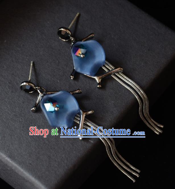 European Western Bride Vintage Blue Eardrop Accessories Renaissance Earrings for Women