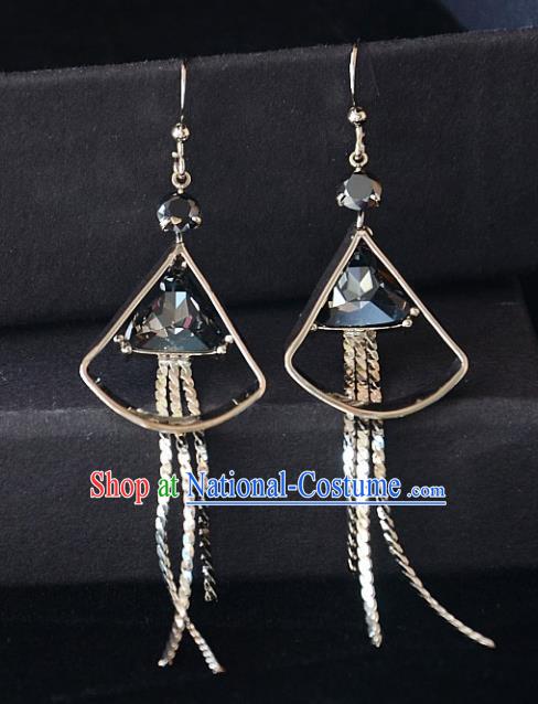 European Western Bride Vintage Grey Crystal Eardrop Accessories Renaissance Earrings for Women