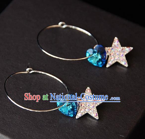 European Western Bride Vintage Crystal Star Eardrop Accessories Renaissance Earrings for Women