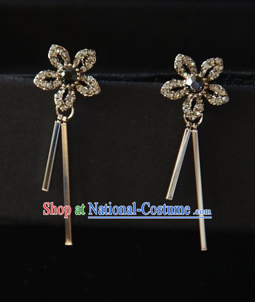 European Western Bride Vintage Crystal Flower Earbob Accessories Renaissance Earrings for Women