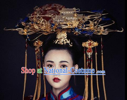 Chinese Handmade Classical Hair Accessories Qing Dynasty Headdress Phoenix Coronet Ancient Hanfu Hairpins for Women