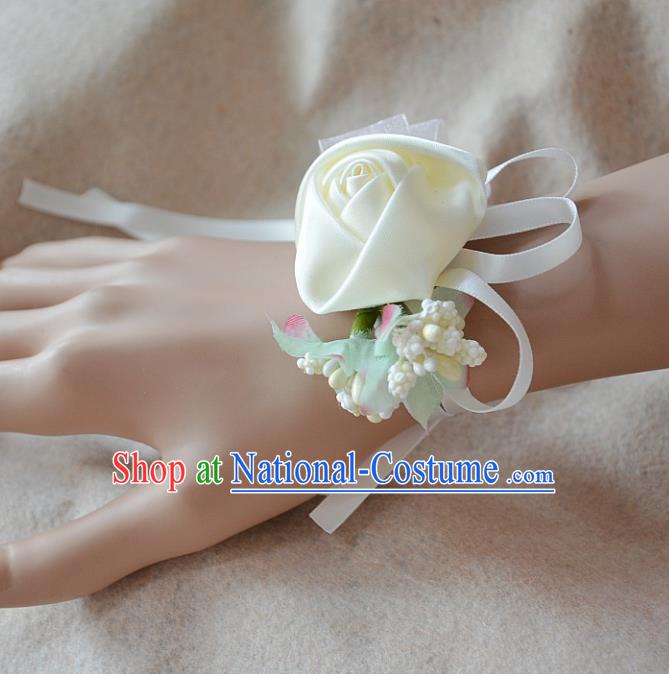 European Western Bride Wrist Accessories Vintage Renaissance White Rose Bracelet for Women