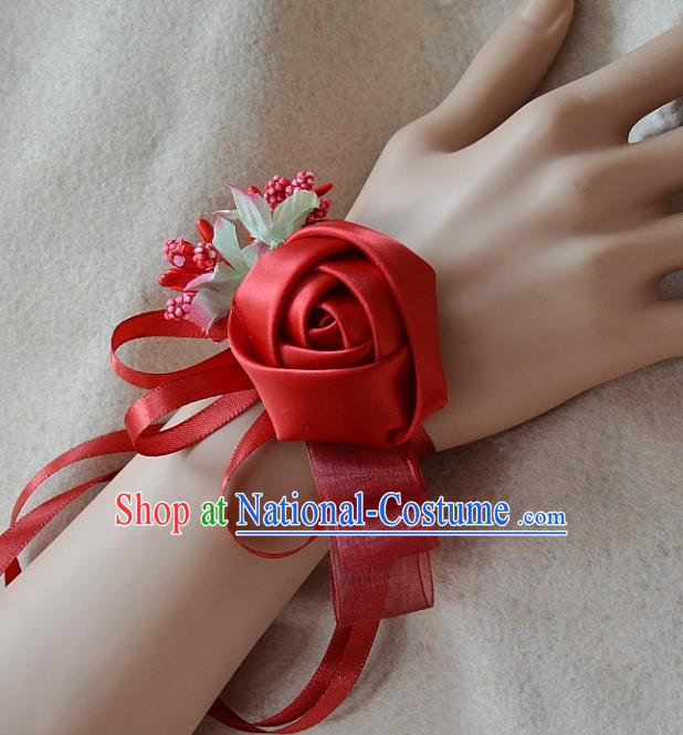 European Western Bride Wrist Accessories Vintage Renaissance Red Rose Bracelet for Women