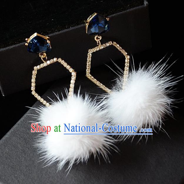 European Western Bride Vintage Blue Crystal Earbob Accessories Renaissance Earrings for Women