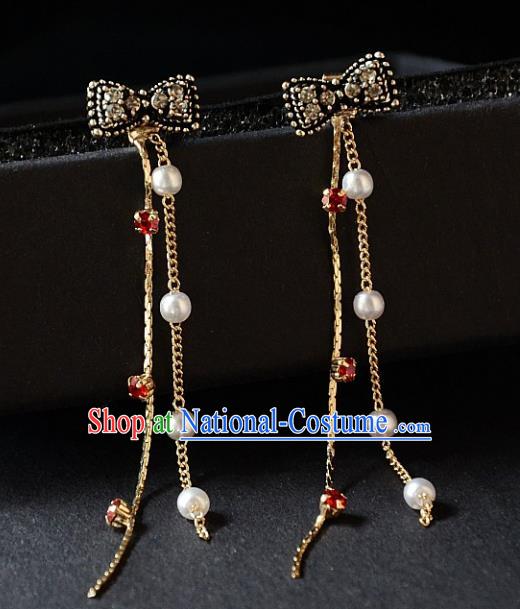 European Western Bride Vintage Black Bowknot Earbob Accessories Renaissance Earrings for Women