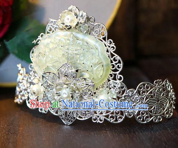 Chinese Handmade Classical Hair Accessories Ancient Prince Hanfu Hairpins Jade Hairdo Crown for Men