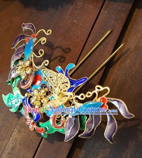 Chinese Handmade Classical Hair Accessories Ancient Hanfu Hairpins Cloisonne Hair Clip for Women