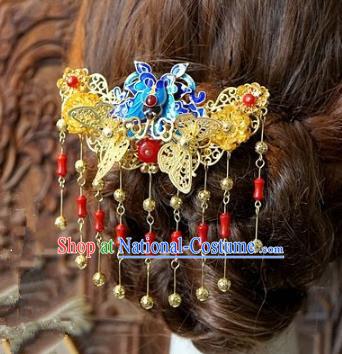 Chinese Handmade Classical Hair Accessories Ancient Hanfu Hairpins Cloisonne Tassel Hair Clip for Women