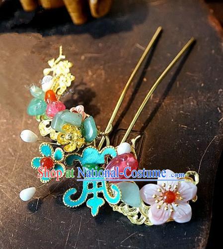 Chinese Handmade Classical Hair Accessories Ancient Hanfu Hairpins Jade Flower Hair Clip for Women