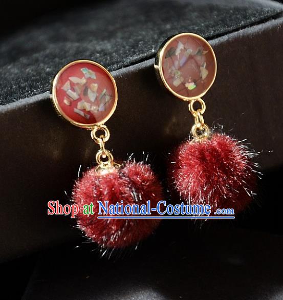 European Western Bride Vintage Accessories Renaissance Bohemia Red Venonat Earrings for Women