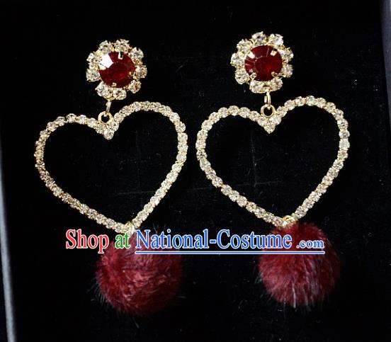 European Western Bride Vintage Accessories Renaissance Bohemia Red Venonat Crystal Earrings for Women