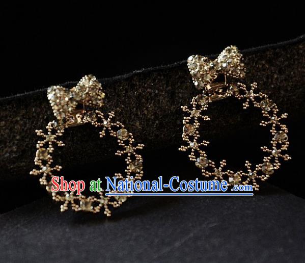 European Western Bride Vintage Accessories Renaissance Crystal Bowknot Earrings for Women